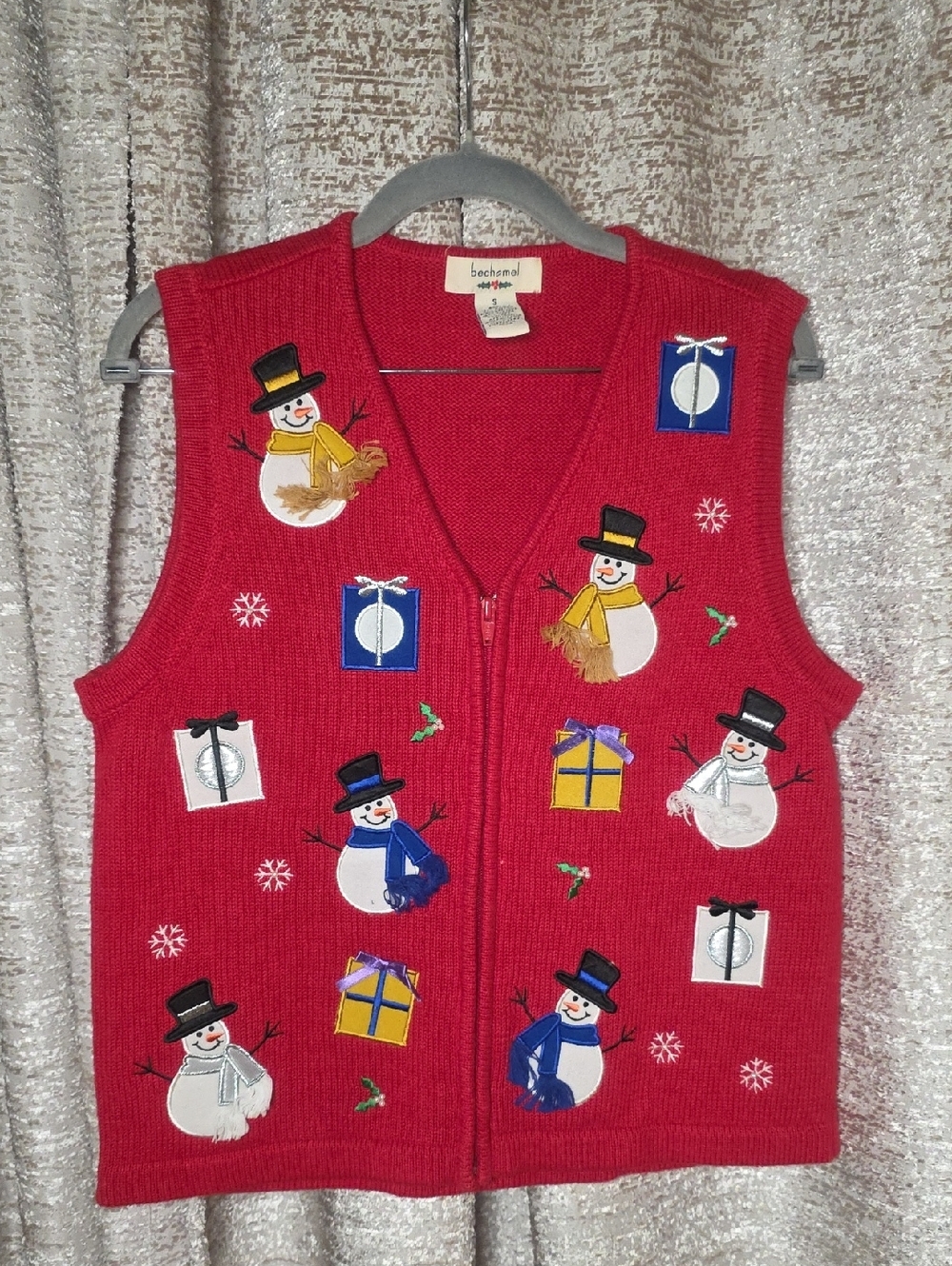 Bechamel Red Knit Holiday Sweater Vest Size S